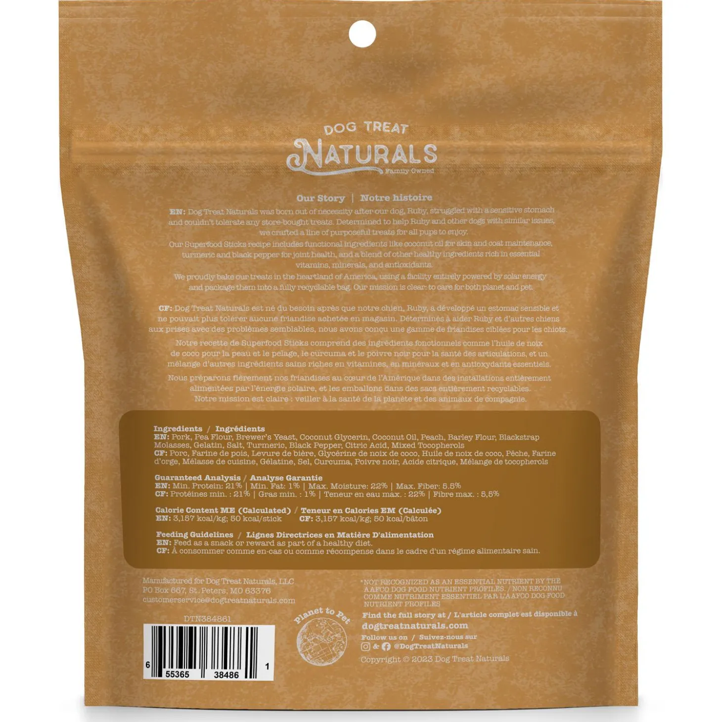 Superfood Sticks Pork & Peach Dog Treats