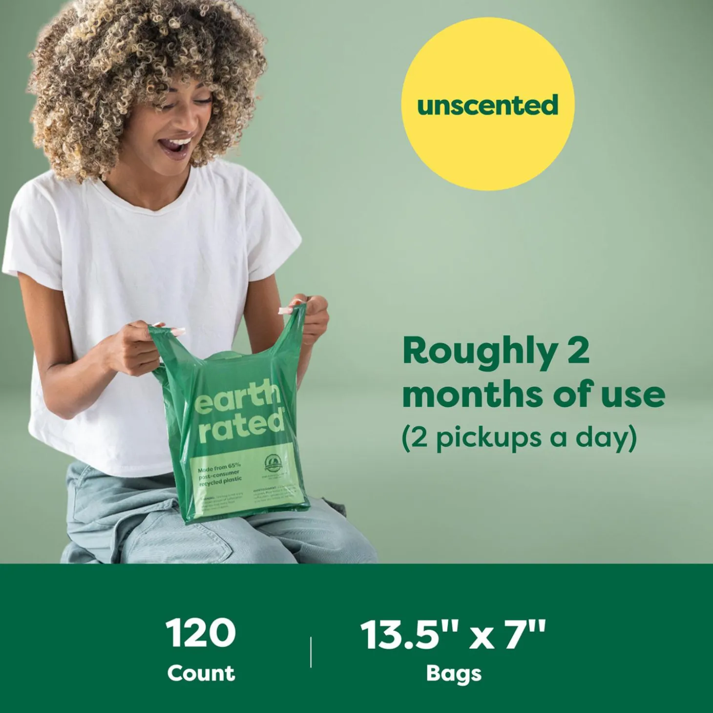 Unscented Easy-Tie Leak-Handles Dog Poop Bags