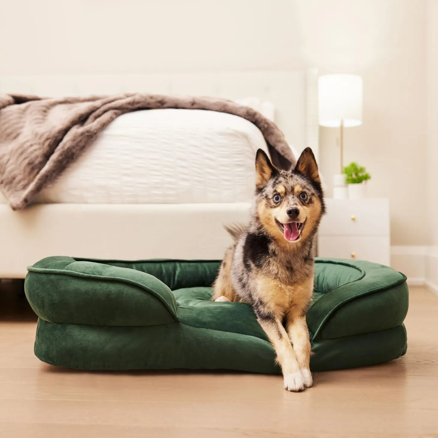 Velvet Chaise Emerald Green Bed