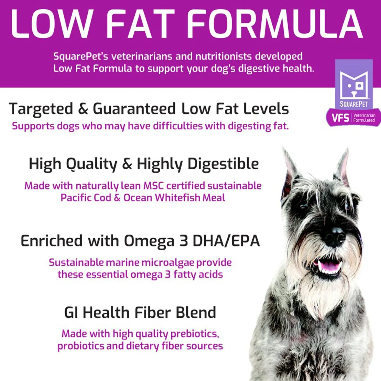 VFS Low Fat Formula Digestive Support Ocean Whitefish Adult Dog Food