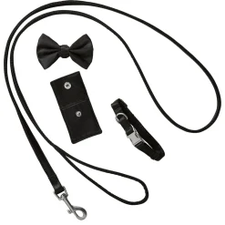 Wedding Black Dog Collar & Leash Set