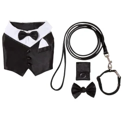 Wedding Black Dog Collar & Leash Set