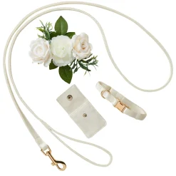 Wedding Ivory Dog Collar & Leash Set