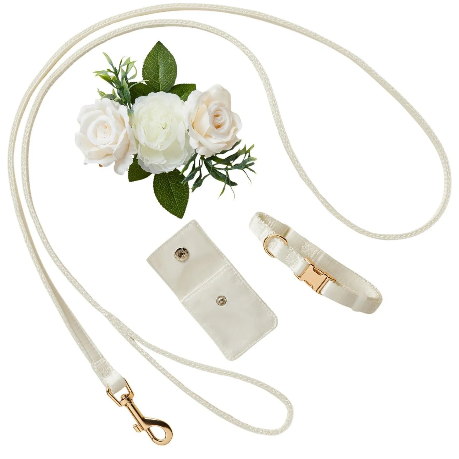 Wedding Ivory Dog Collar & Leash Set