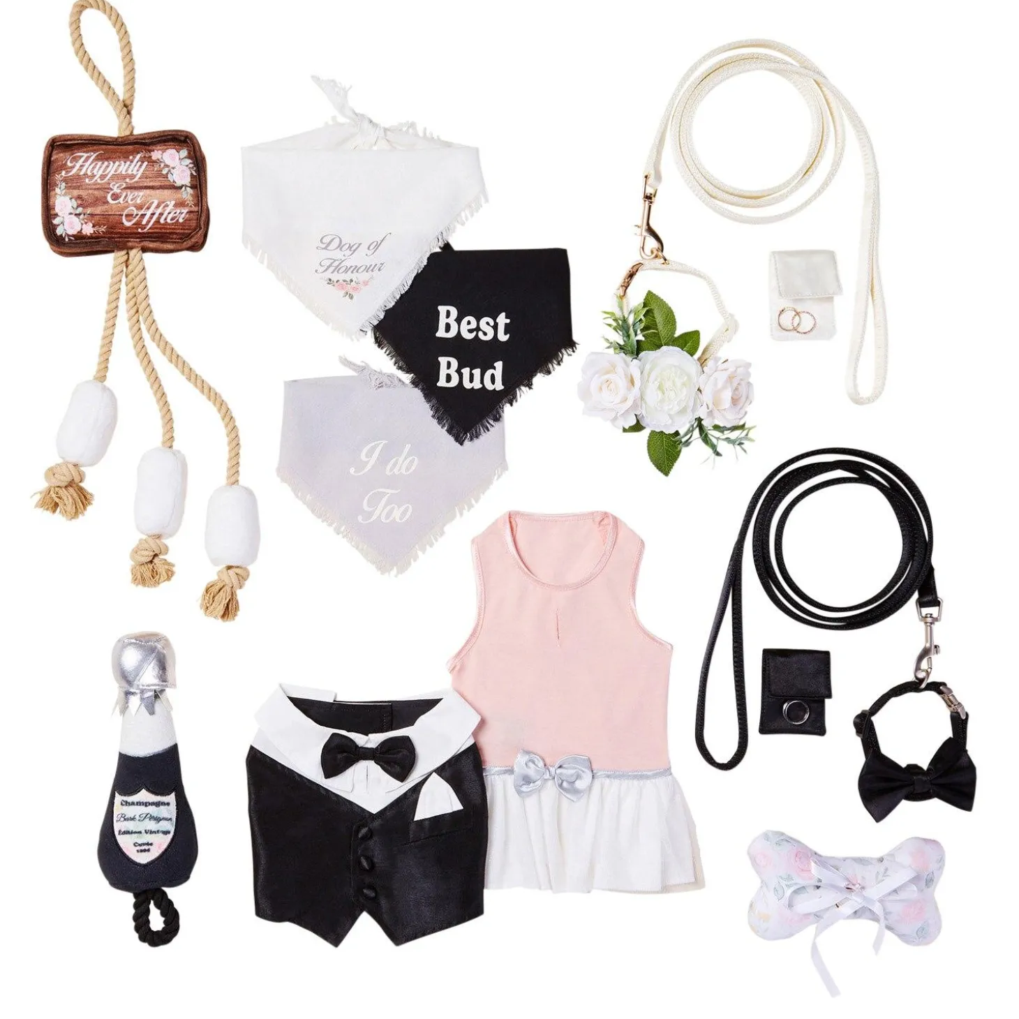 Wedding Ivory Dog Collar & Leash Set