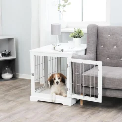 Wood & Wire White Pet Crate
