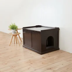 Wooden Extra-Large Brown Litter Box Enclosure