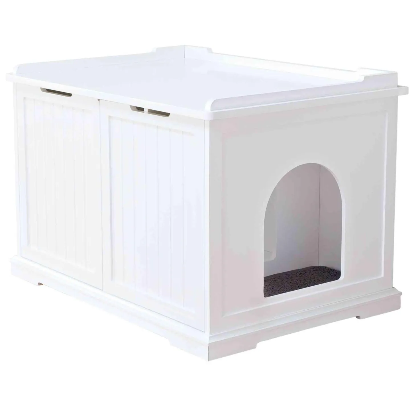 Wooden Extra-Large White Litter Box Enclosure