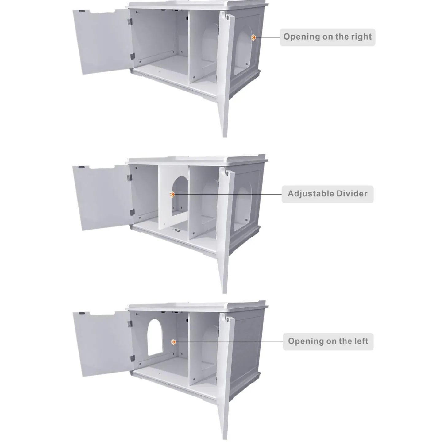 Wooden Extra-Large White Litter Box Enclosure