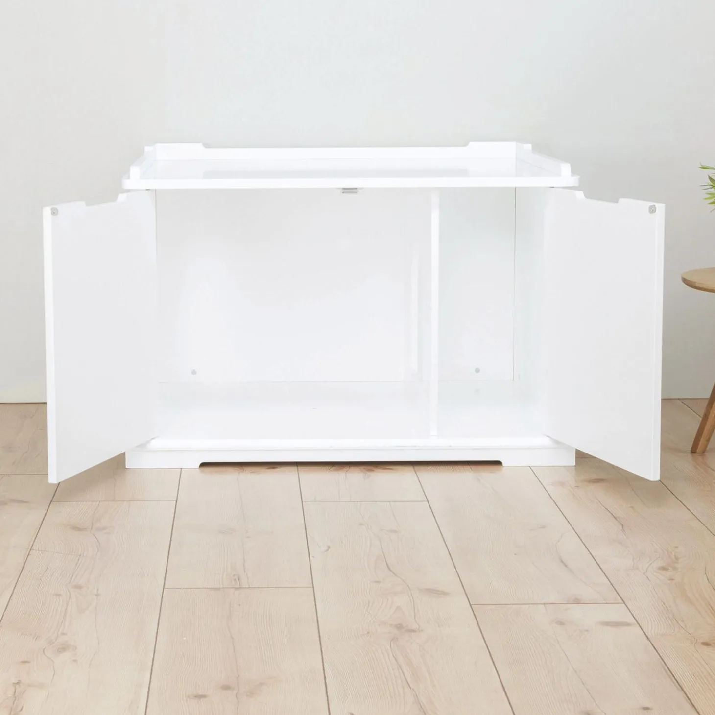 Wooden Extra-Large White Litter Box Enclosure