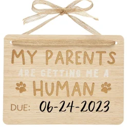 Wooden Pet Pregnancy Announcement Sign